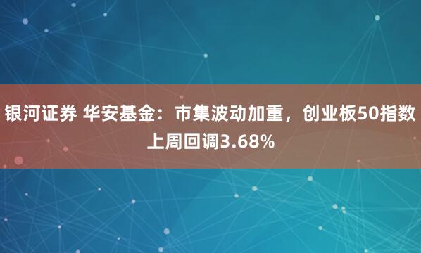 银河证券 华安基金：市集波动加重，创业板50指数上周回调3.68%