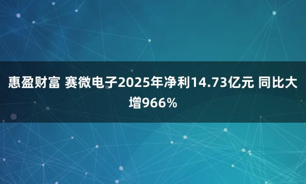 惠盈财富 赛微电子2025年净利14.73亿元 同比大增966%