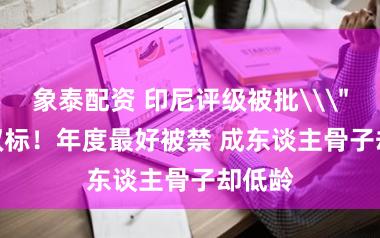 象泰配资 印尼评级被批\