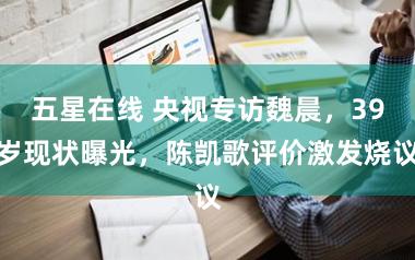 五星在线 央视专访魏晨,39岁现状曝光,陈凯歌评价激发烧议