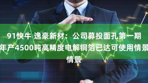 91快牛 逸豪新材：公司募投面孔第一期年产4500吨高精度电解铜箔已达可使用情景